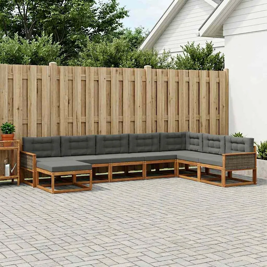 Ensemble de canapés d'extérieur 8 pcs Naturel et Anthracite