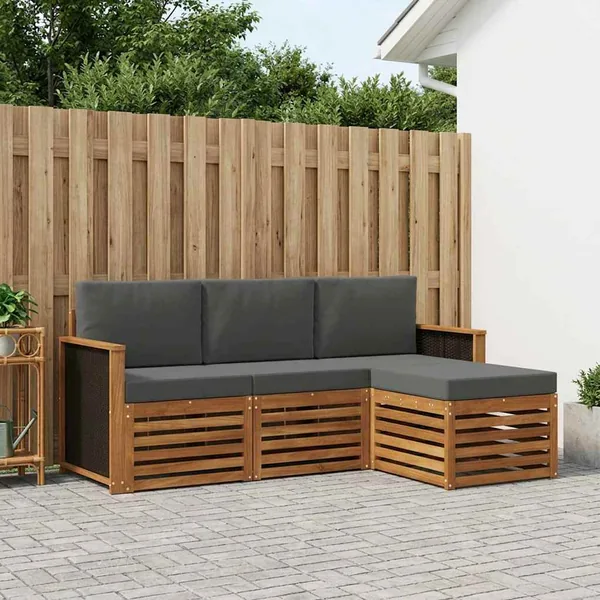 Ensemble de canapés d'extérieur 4 pcs Naturel et Anthracite