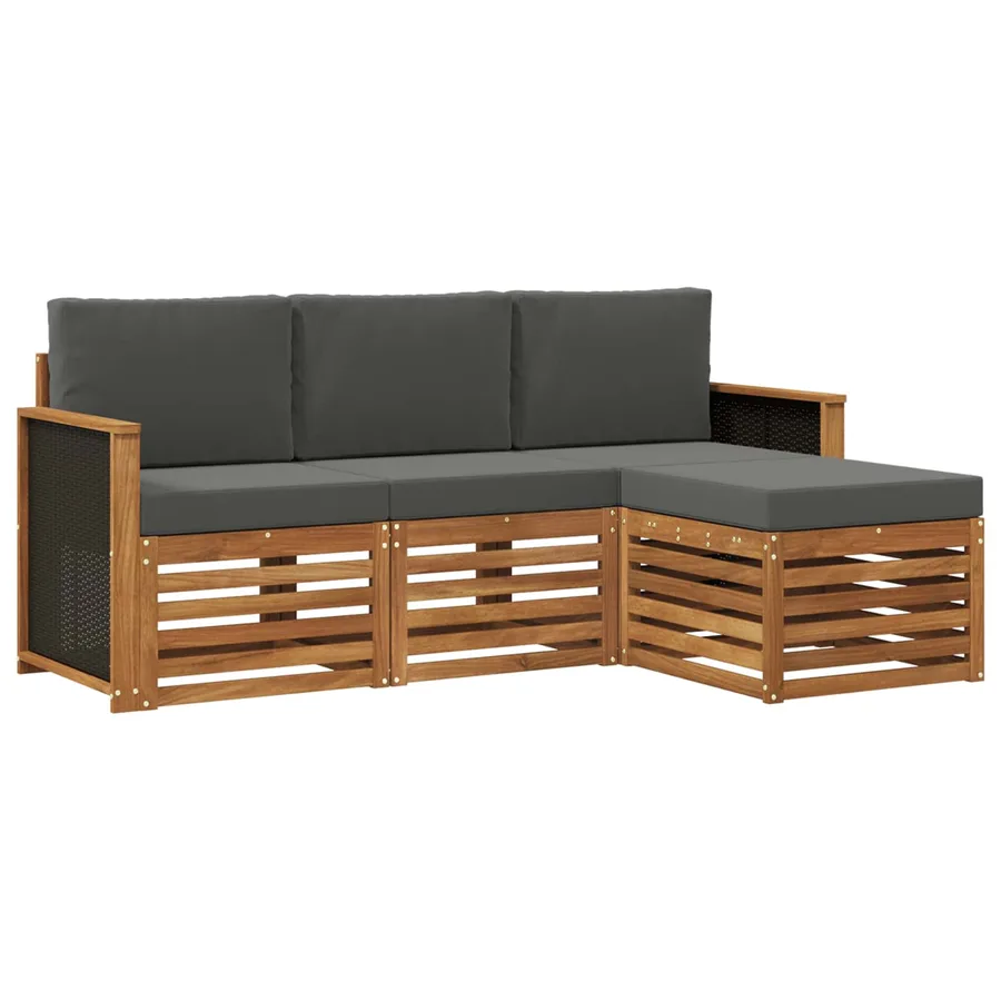Ensemble de canapés d'extérieur 4 pcs Naturel et Anthracite - 2