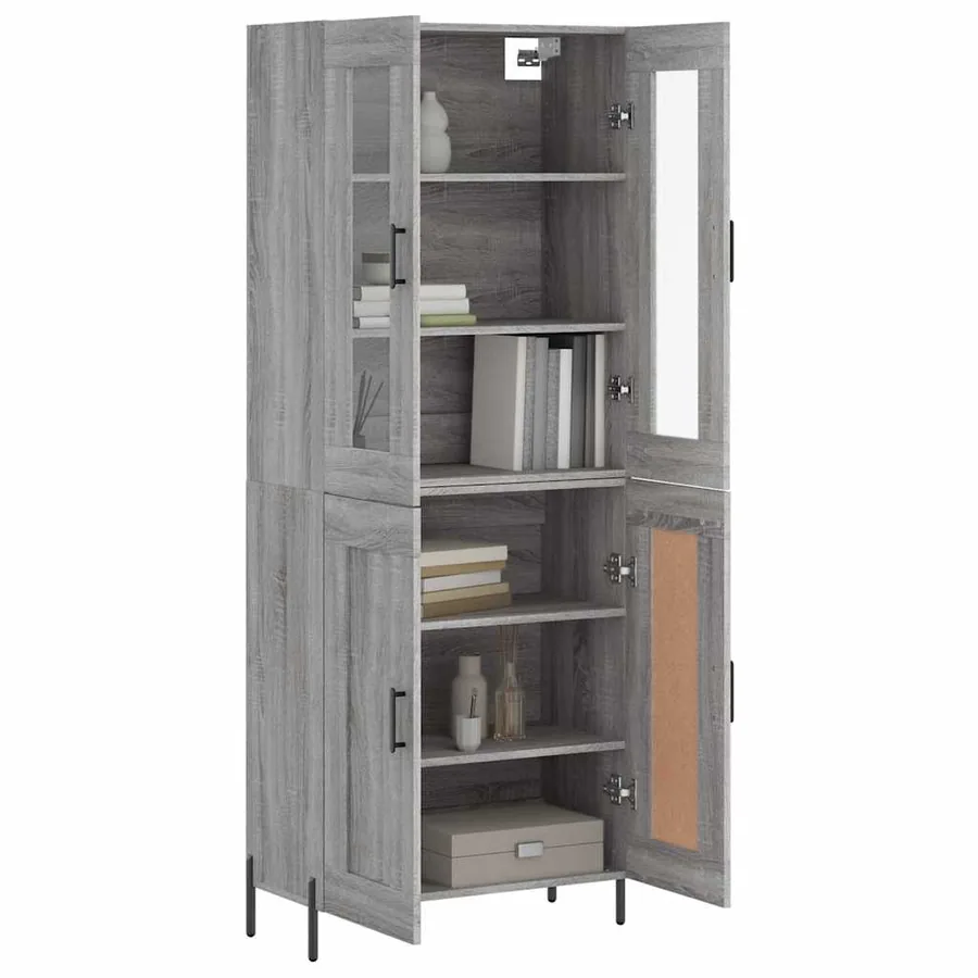 Buffet haut Sonoma gris 69,5x34x180 cm Bois d'ingénierie - 3