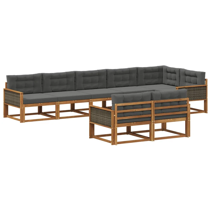 Ensemble de canapés d'extérieur 8 pc Naturel et Anthracite - 2