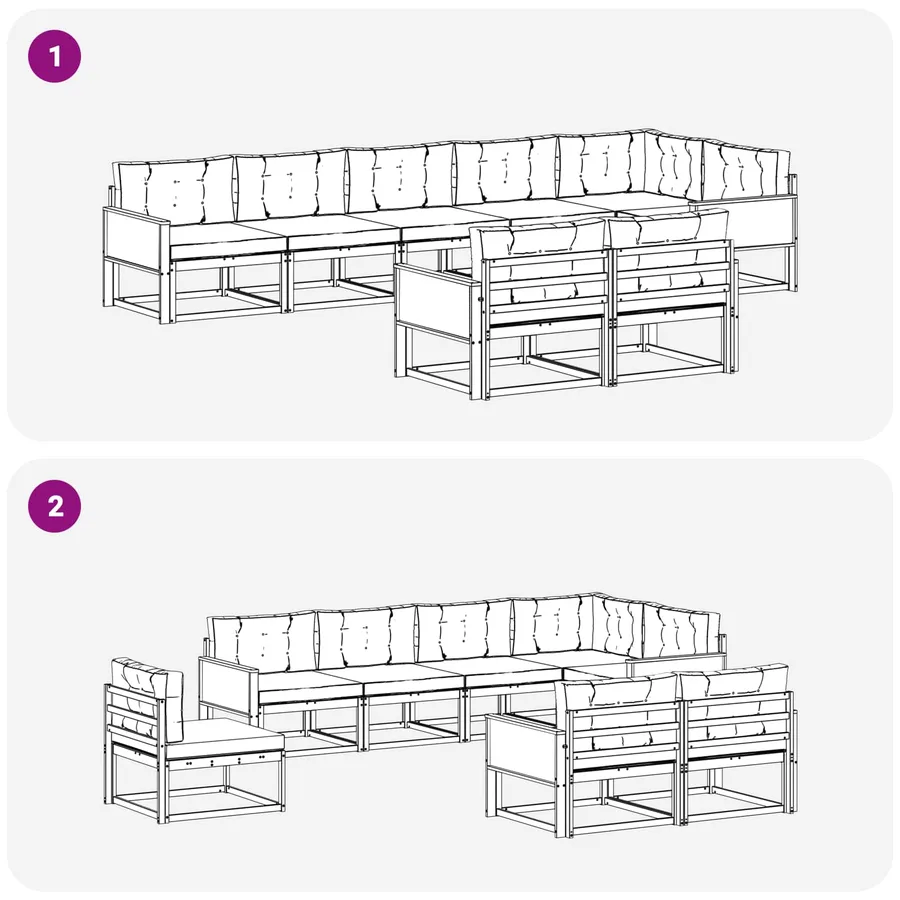 Ensemble de canapés d'extérieur 8 pc Naturel et Anthracite - 7