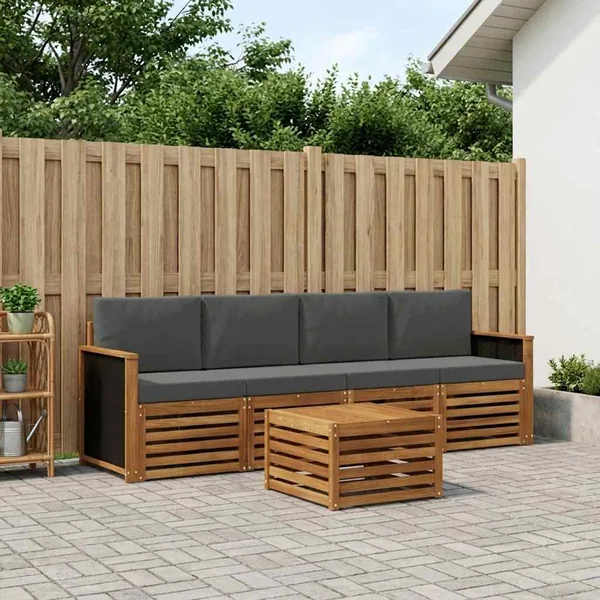 Ensemble de canapés d'extérieur 5 pcs Naturel et Anthracite