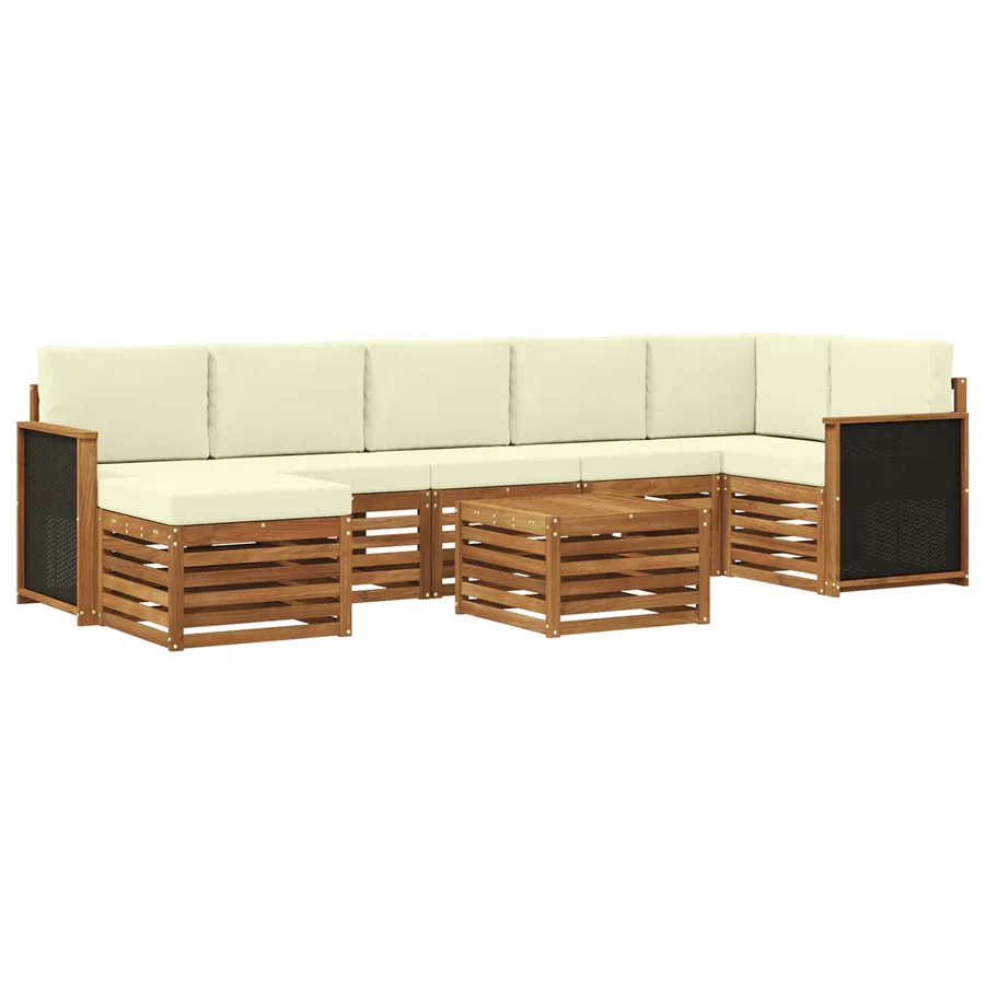 Ensemble de canapés d'extérieur 7 pcs Naturel et Crème - 2