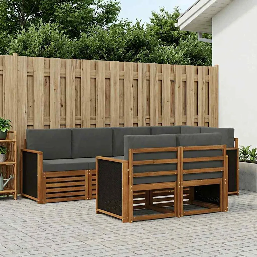 Ensemble de canapé d'angle 6 pcs Naturel et Anthracite