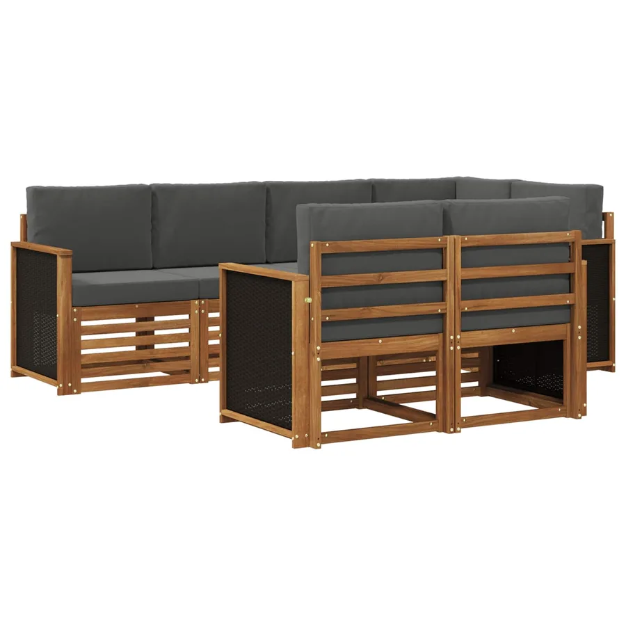 Ensemble de canapé d'angle 6 pcs Naturel et Anthracite - 2