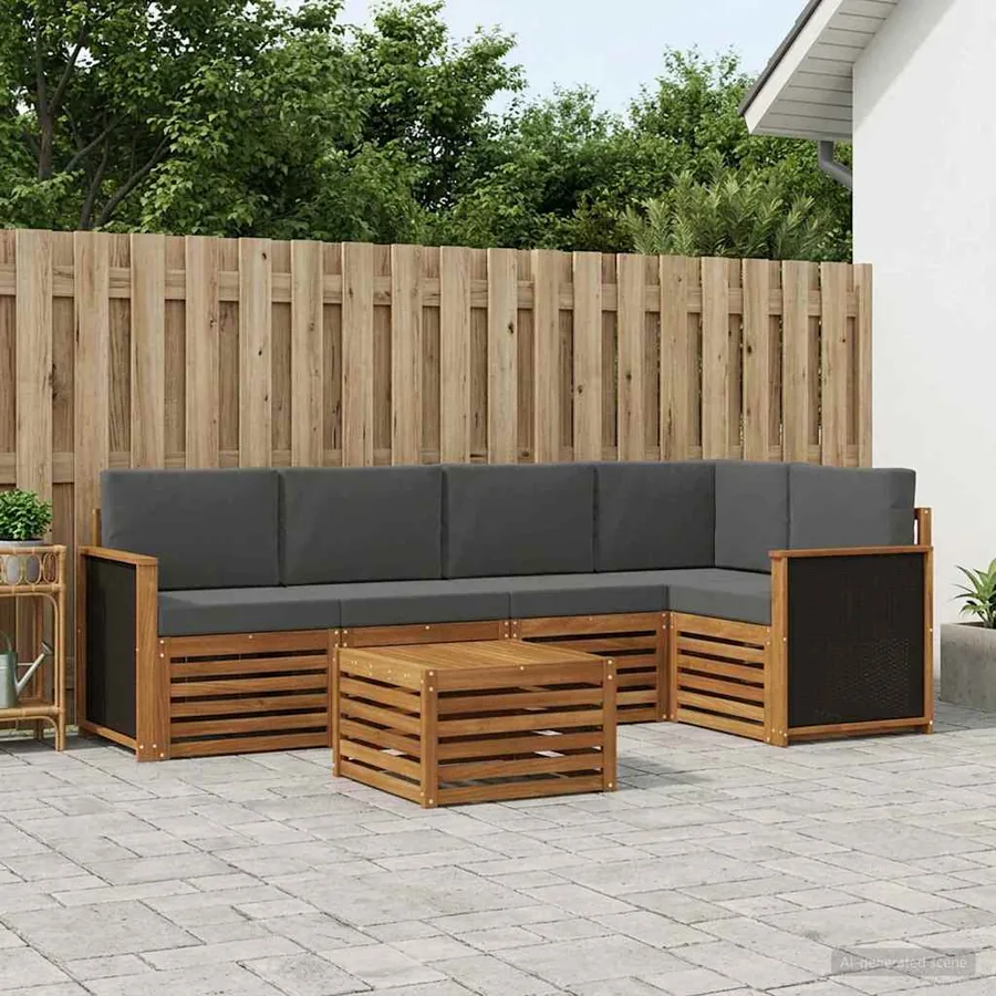 Ensemble de canapé d'angle 5 pcs Naturel et Anthracite