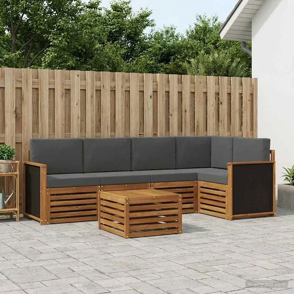 Ensemble de canapé d'angle 5 pcs Naturel et Anthracite