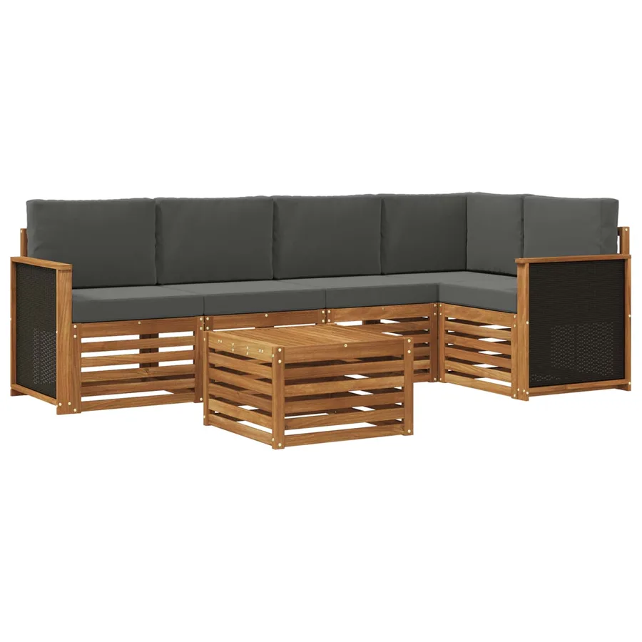 Ensemble de canapé d'angle 5 pcs Naturel et Anthracite - 2