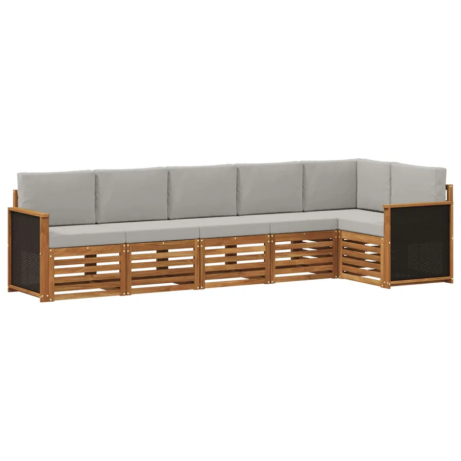 Ensemble de canapé d'angle 5 pcs Naturel et gris clair - 2