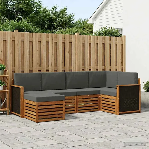 Ensemble de canapé d'angle 5 pcs Naturel et Anthracite