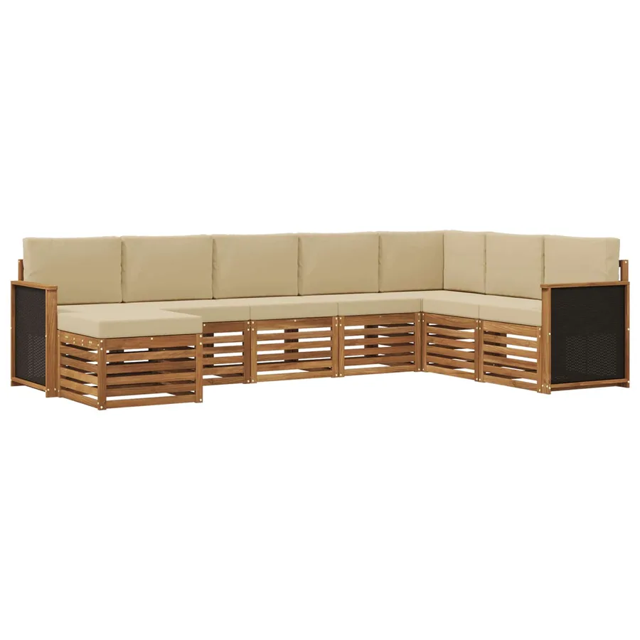 Ensemble de canapés d'extérieur avec coussin 6 pcs Naturel - 2