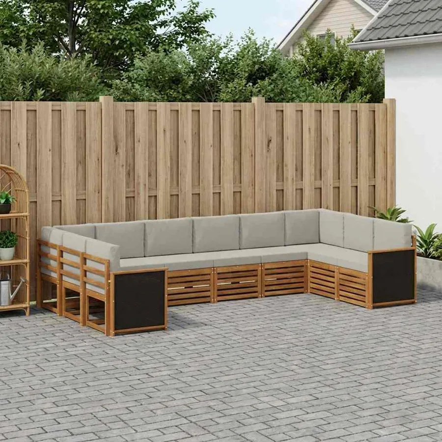 Ensemble de canapé d'angle 7 pcs Naturel et gris clair