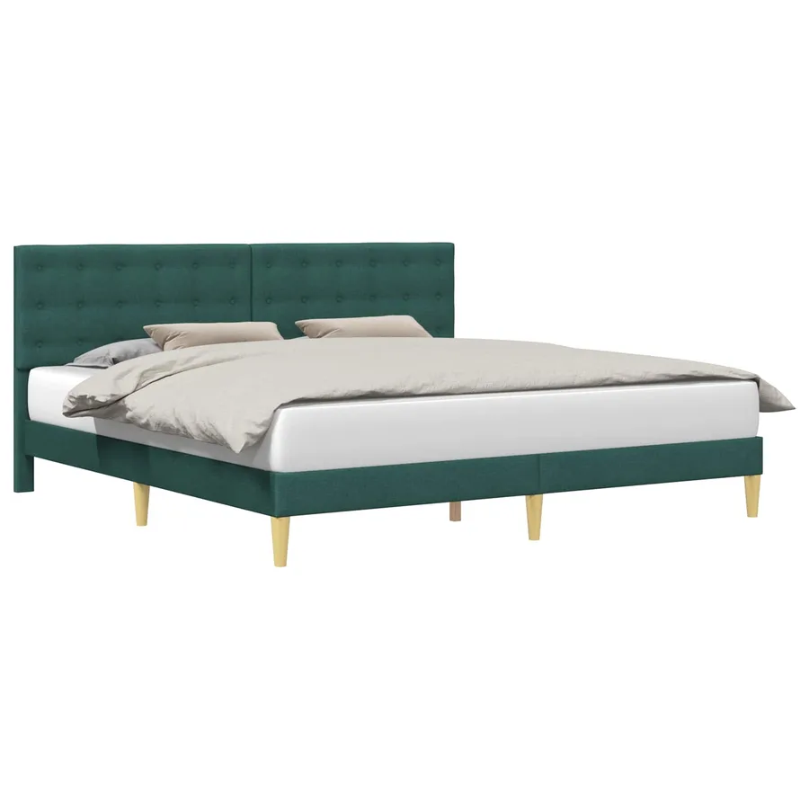 Cadre de lit avec tête de lit Vert foncé 180 x 200 cm Tissu - 2