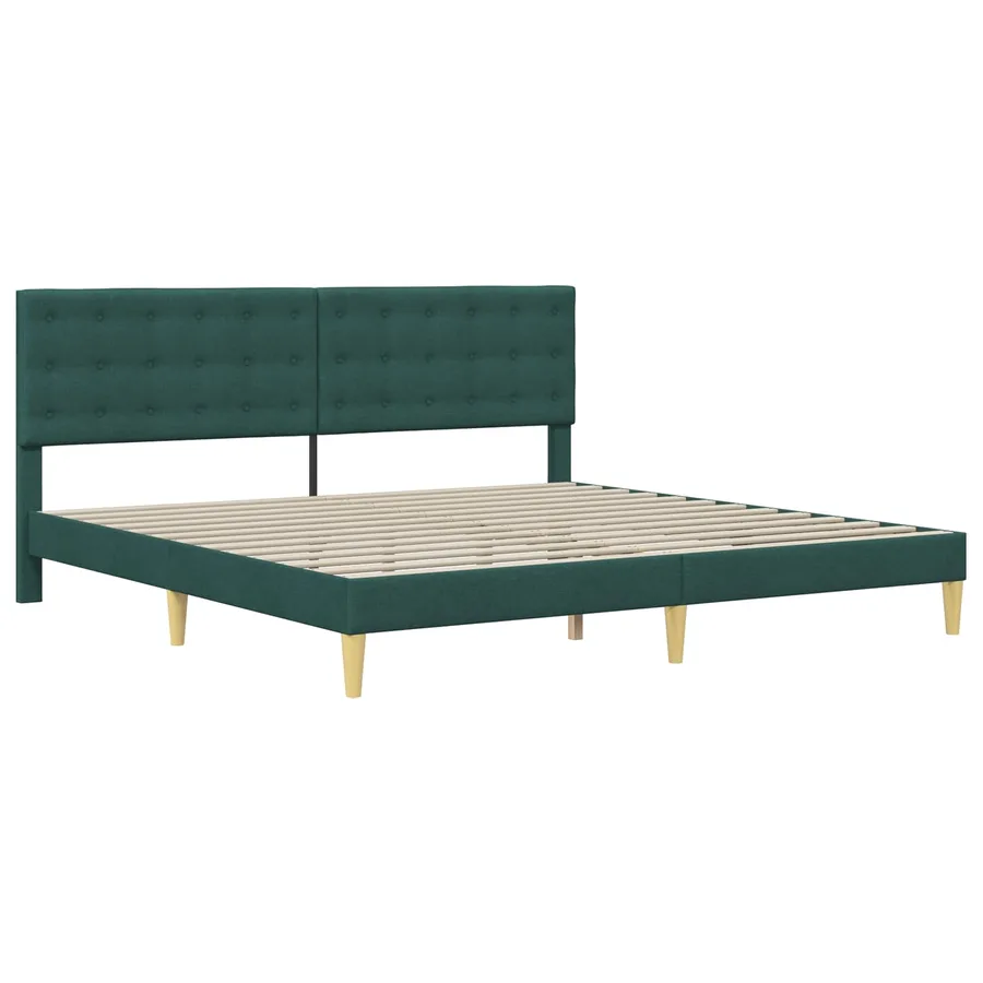 Cadre de lit avec tête de lit Vert foncé 180 x 200 cm Tissu - 3