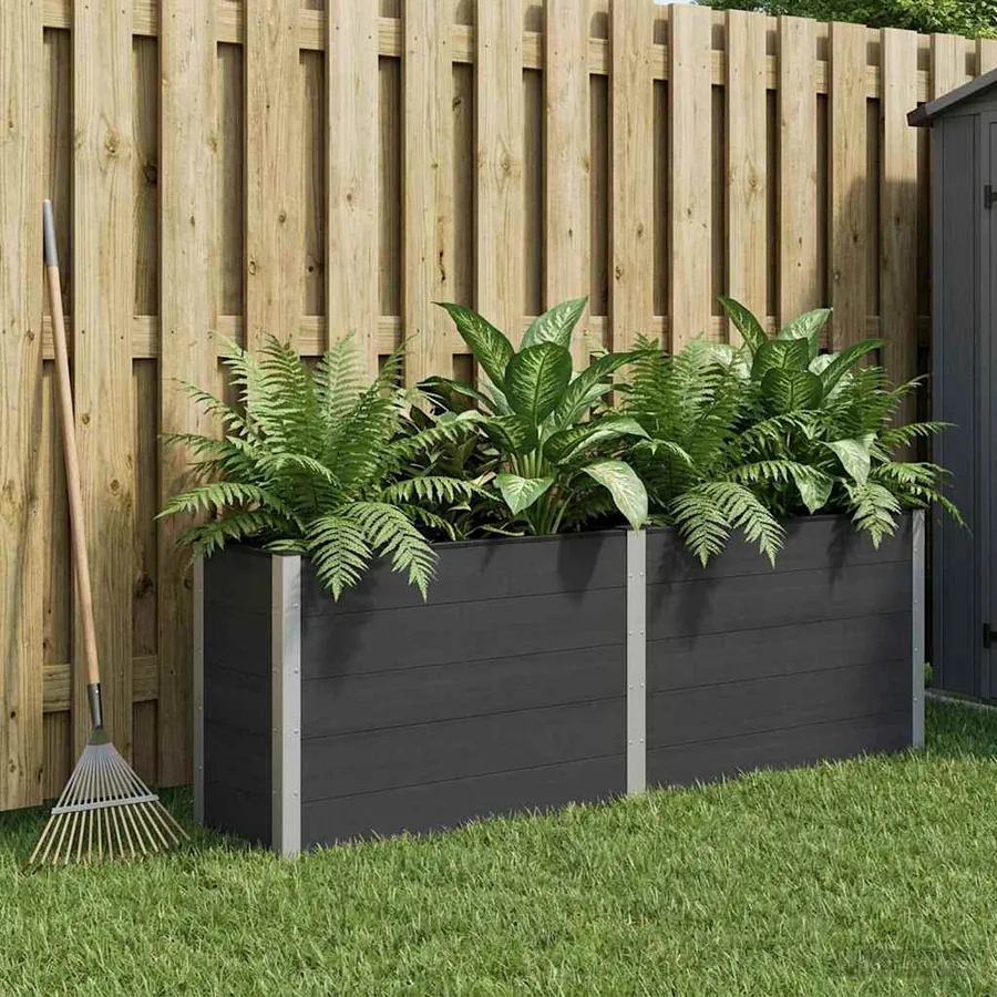 Jardinière surélevée Noir 250 x 50 x 91 cm