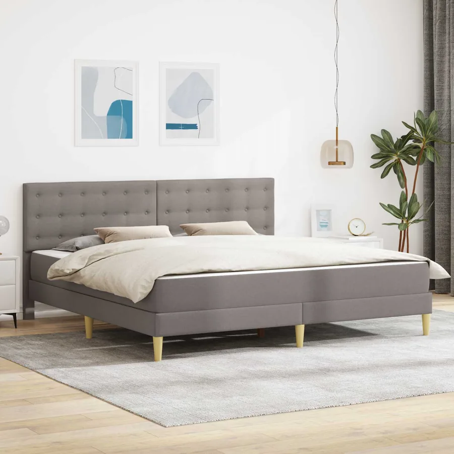 Cadre de lit avec matelas Taupe 180 x 200 cm Tissu