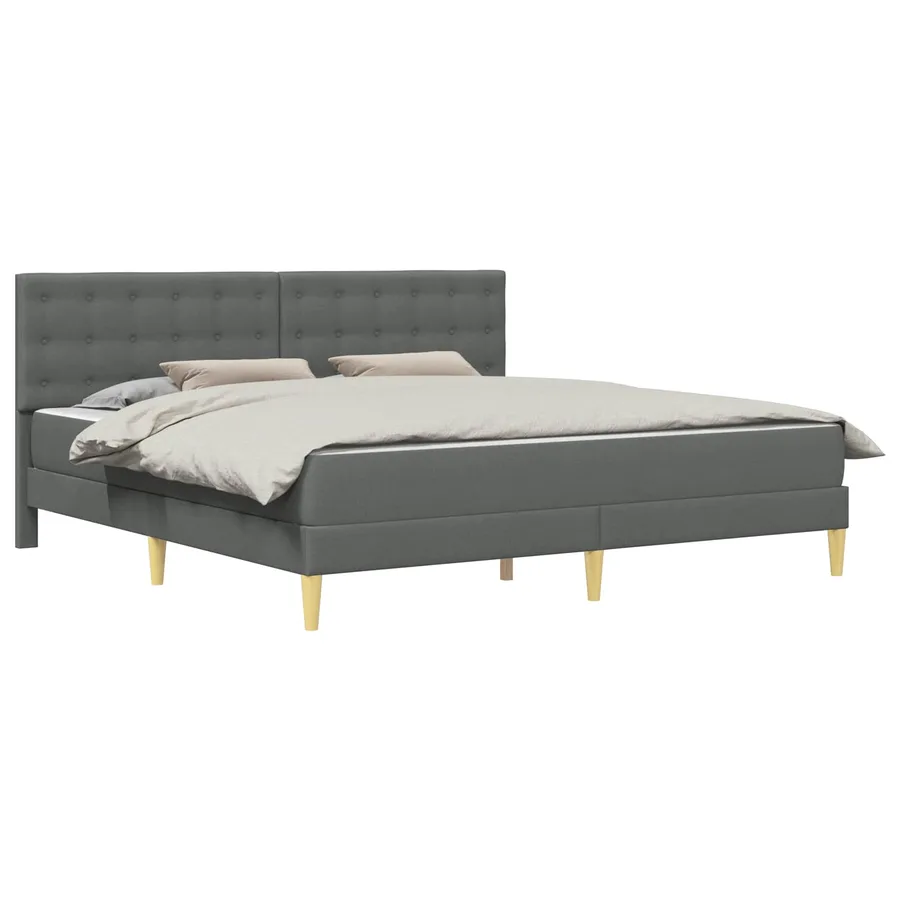 Cadre de lit avec matelas Gris foncé 180 x 200 cm tissu - 2
