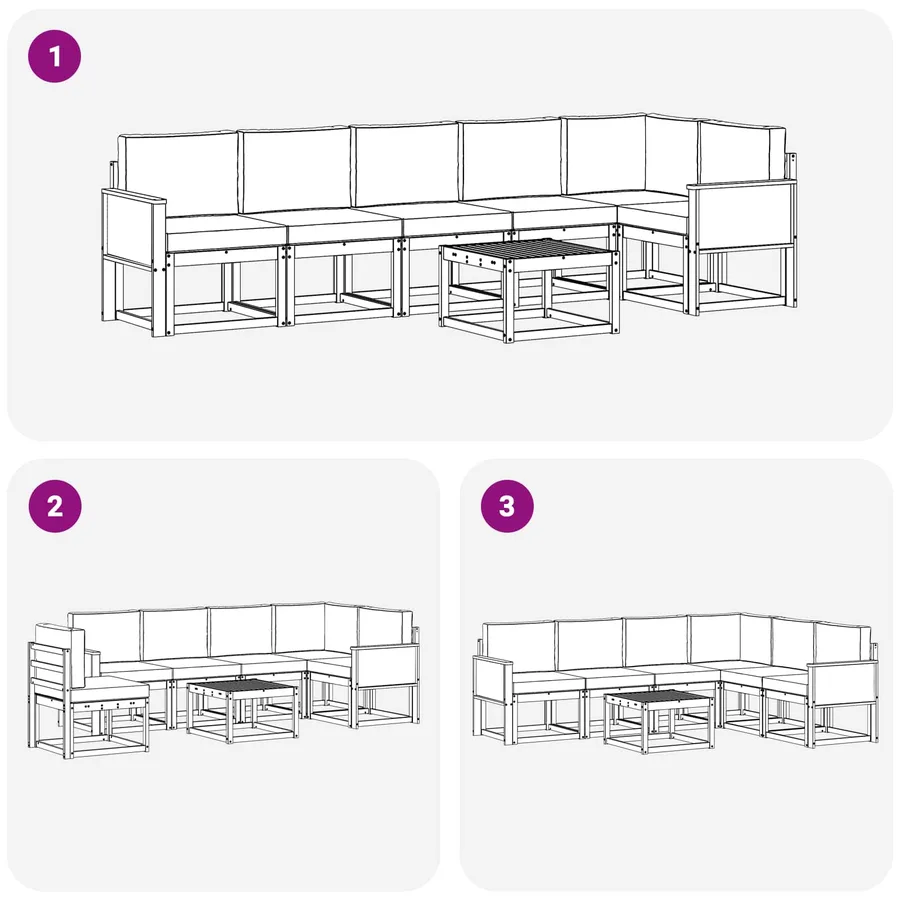 Ensemble de canapés d'extérieur 7 pcs Naturel et gris clair - 7