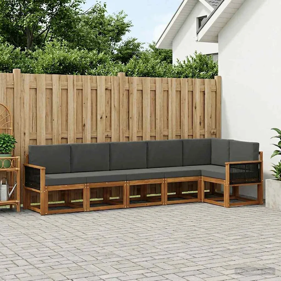 Ensemble de canapés d'extérieur 6 pcs Naturel et Anthracite