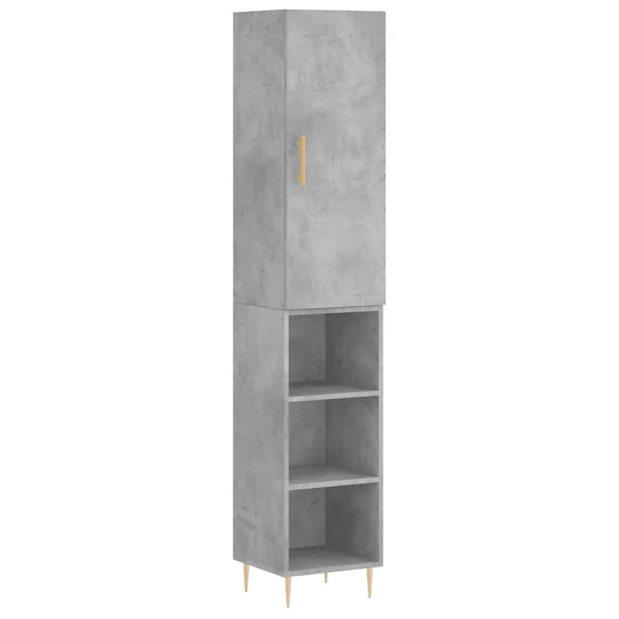 Buffet haut Gris béton 34,5x34x180 cm Bois d'ingénierie - 2