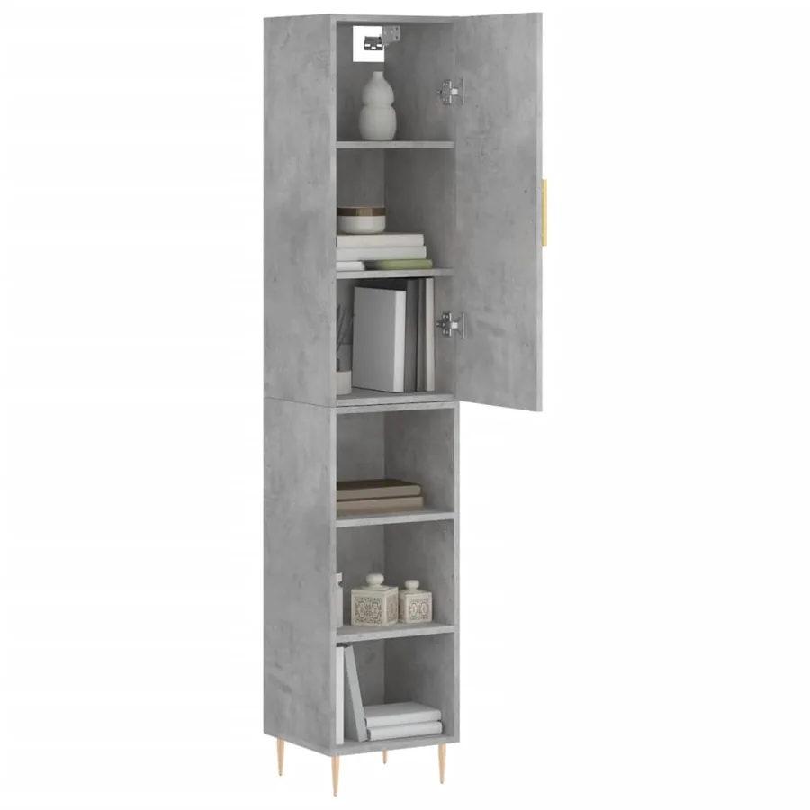 Buffet haut Gris béton 34,5x34x180 cm Bois d'ingénierie - 3