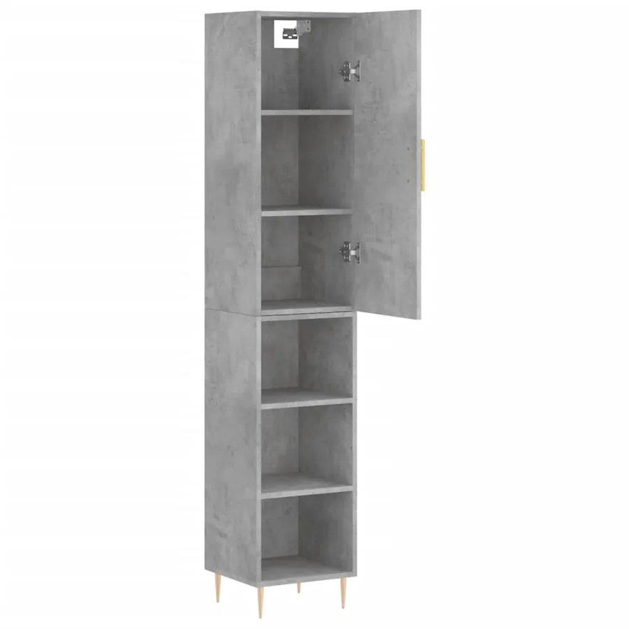 Buffet haut Gris béton 34,5x34x180 cm Bois d'ingénierie - 4