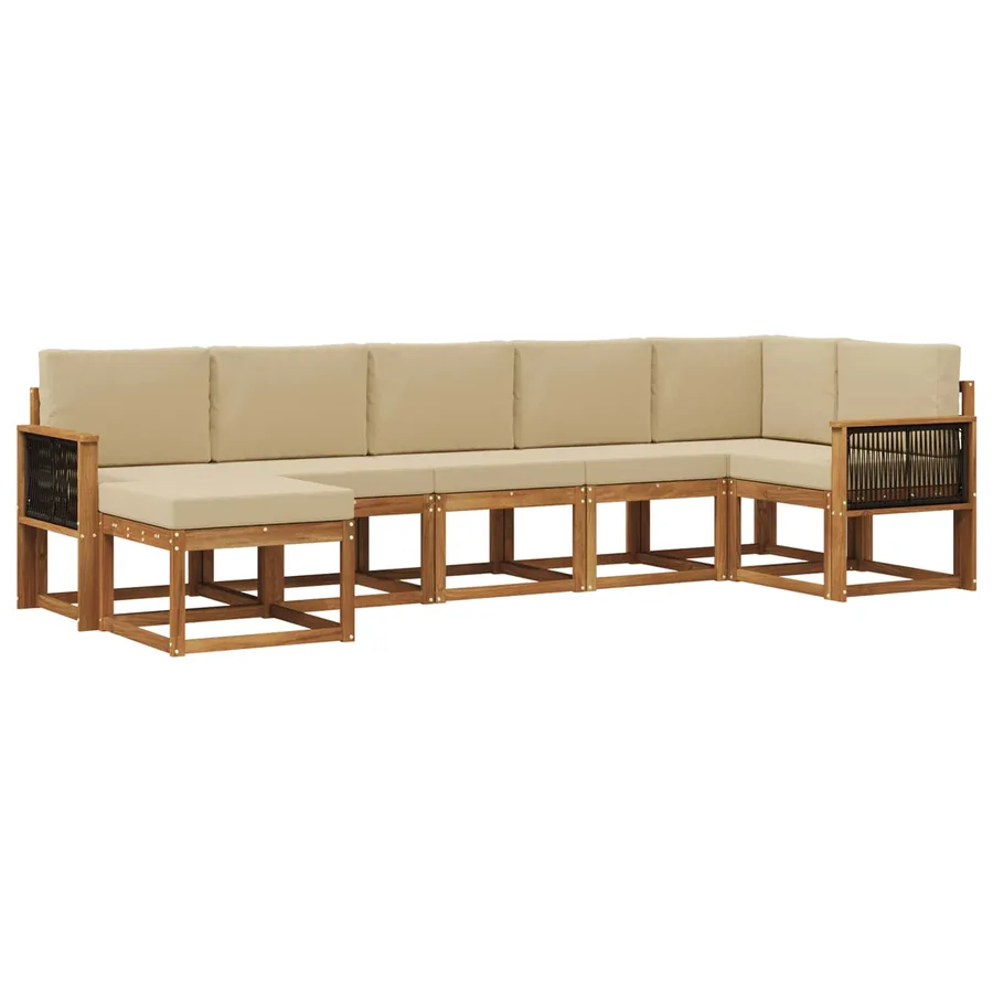 Ensemble de canapés d'extérieur 7 pcs Naturel et Beige - 2