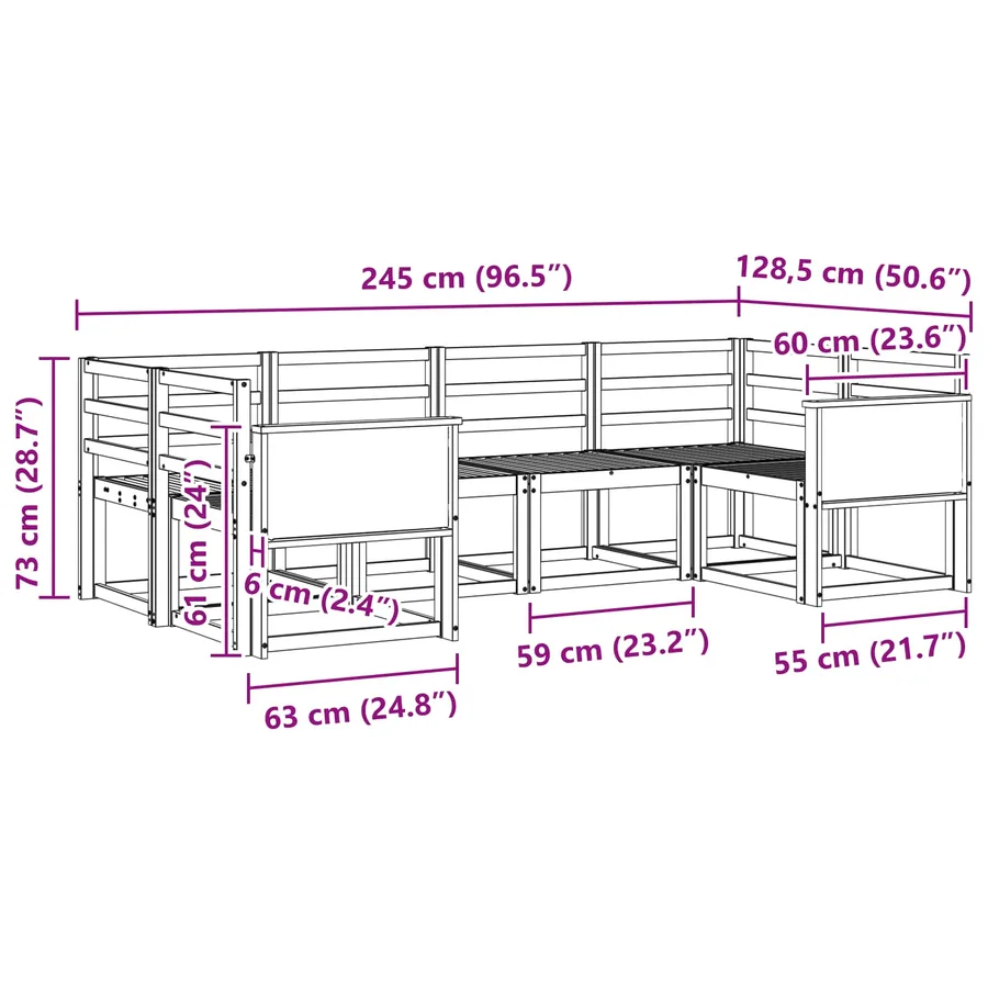 Ensemble de canapés d'extérieur 6 pcs Naturel - 6