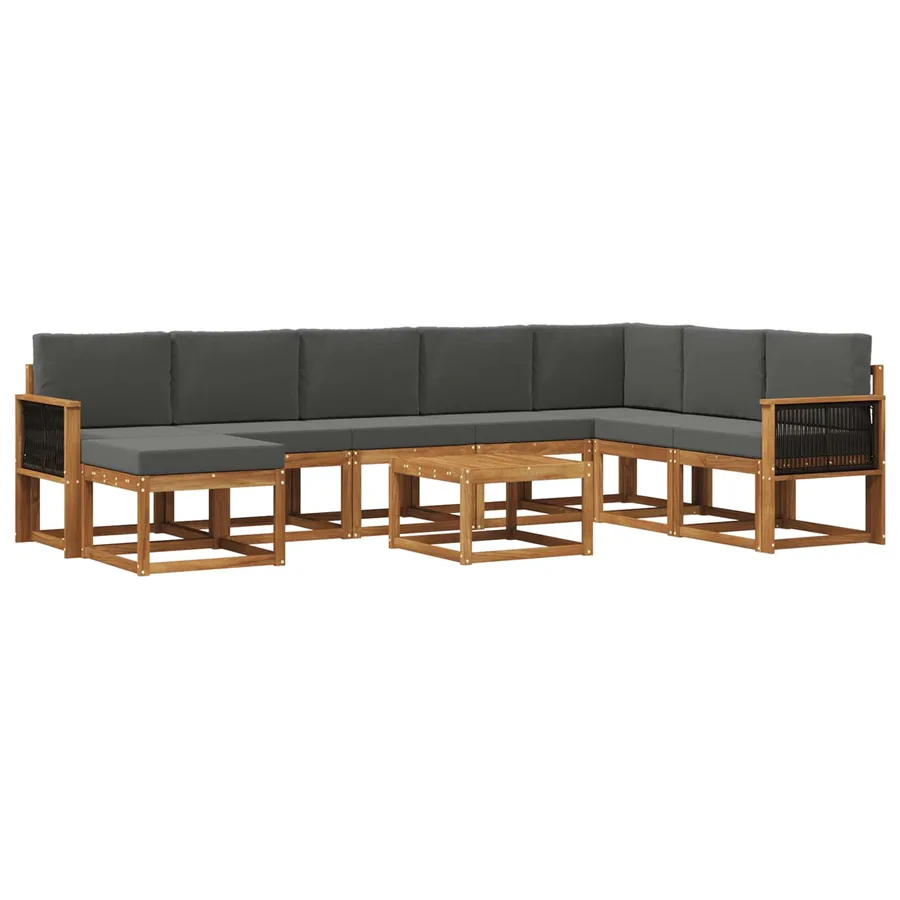 Ensemble de canapés d'extérieur 9 pcs Naturel et Anthracite - 2