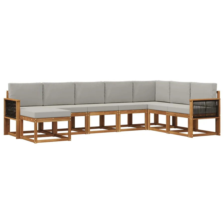 Ensemble de canapés d'extérieur 8 pcs Naturel et gris clair - 2