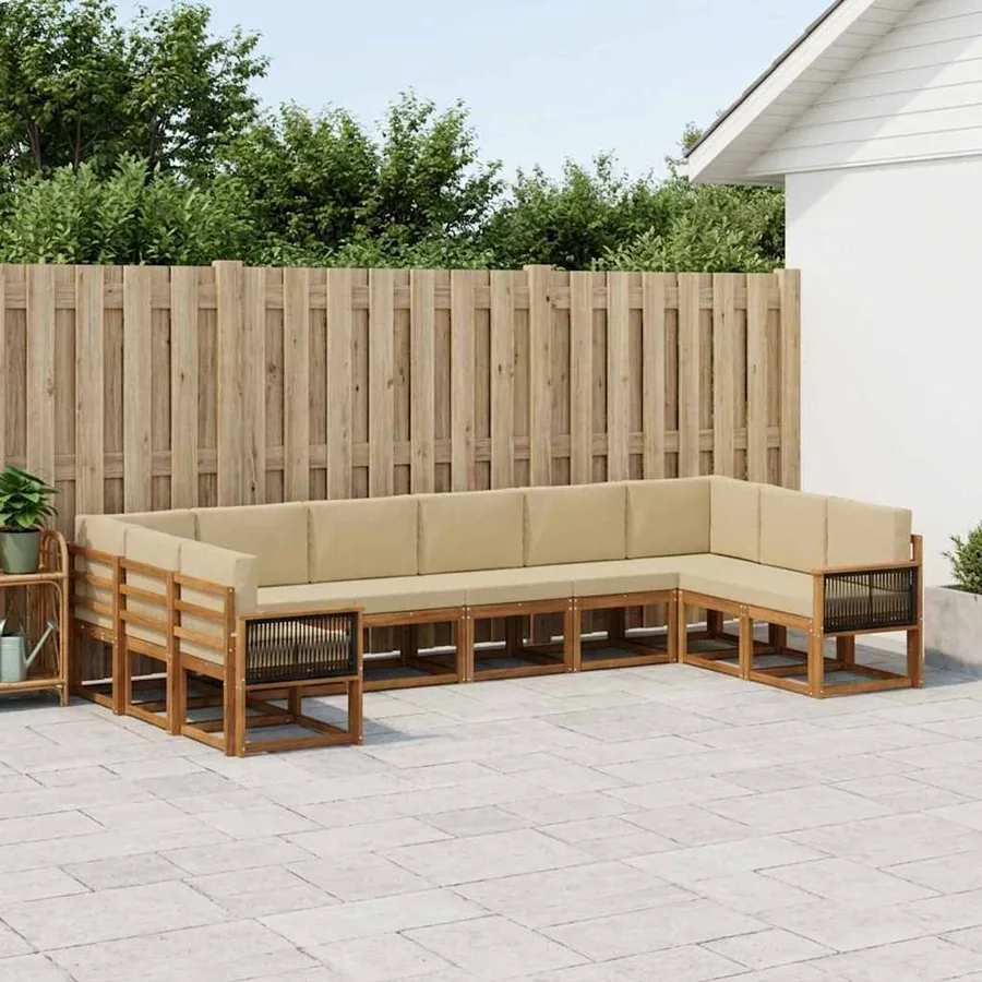 Ensemble de canapés d'extérieur 10 pcs Naturel et Beige