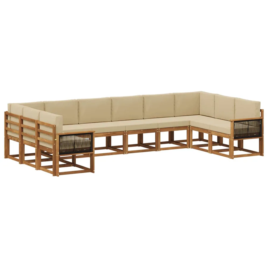 Ensemble de canapés d'extérieur 10 pcs Naturel et Beige - 2
