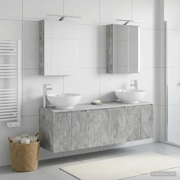 Ensemble d'armoire de salle de bain 5 pcs Gris béton