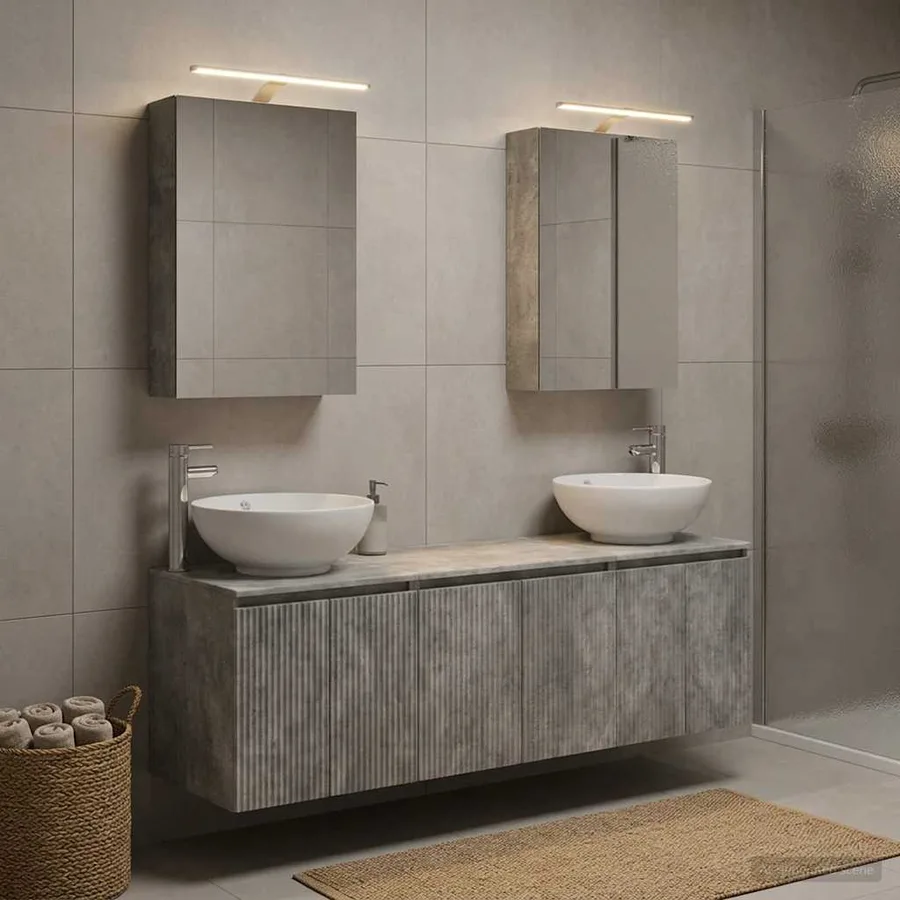 Ensemble d'armoire de salle de bain 5 pcs Gris béton - 4