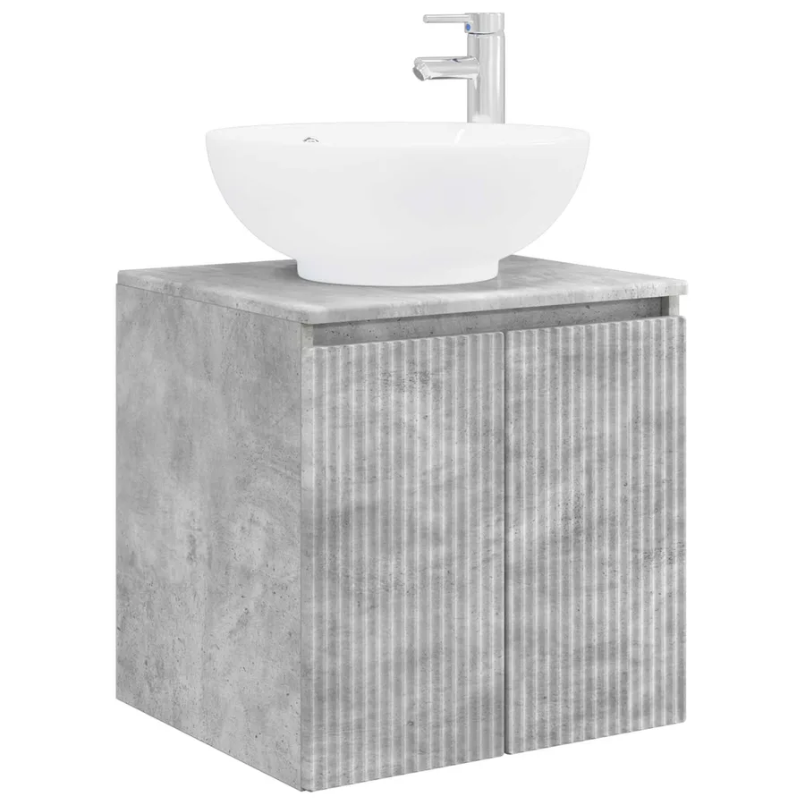 Ensemble d'armoire de salle de bain 5 pcs Gris béton - 5
