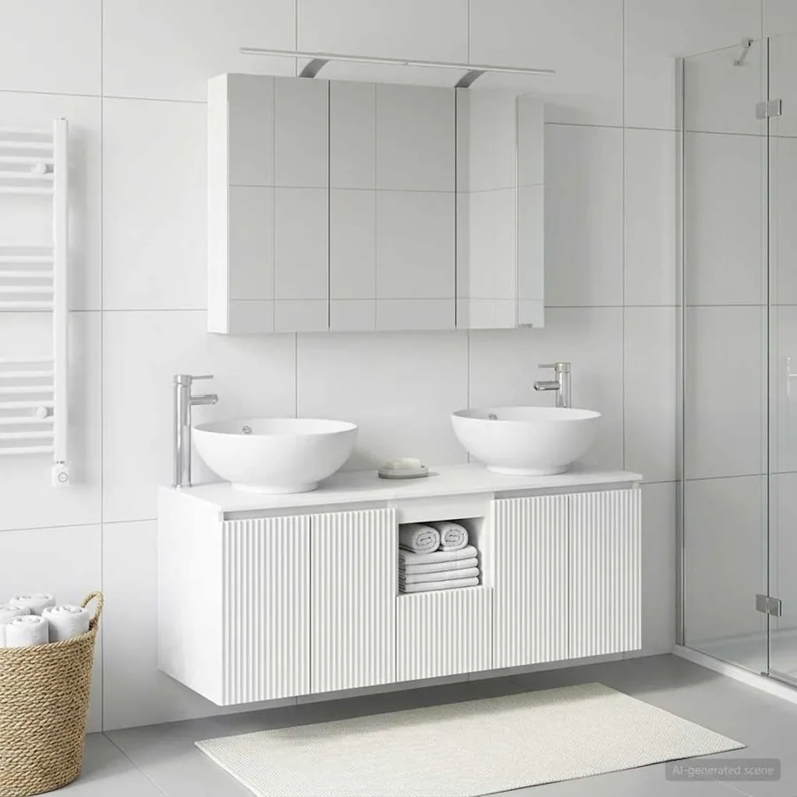 Ensemble d'armoire de salle de bain 4 pcs Blanc