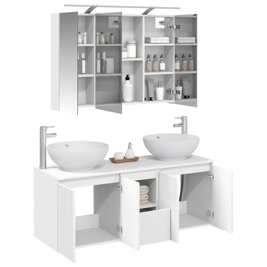 Ensemble d'armoire de salle de bain 4 pcs Blanc - 3