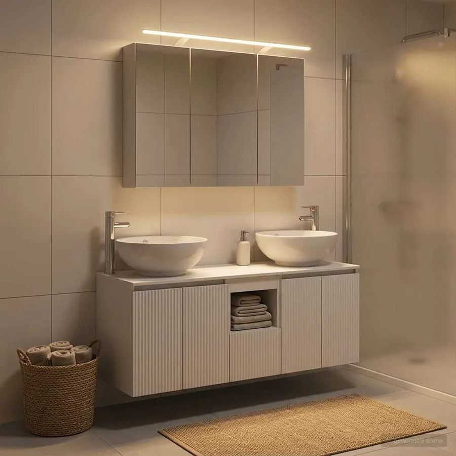 Ensemble d'armoire de salle de bain 4 pcs Blanc - 4
