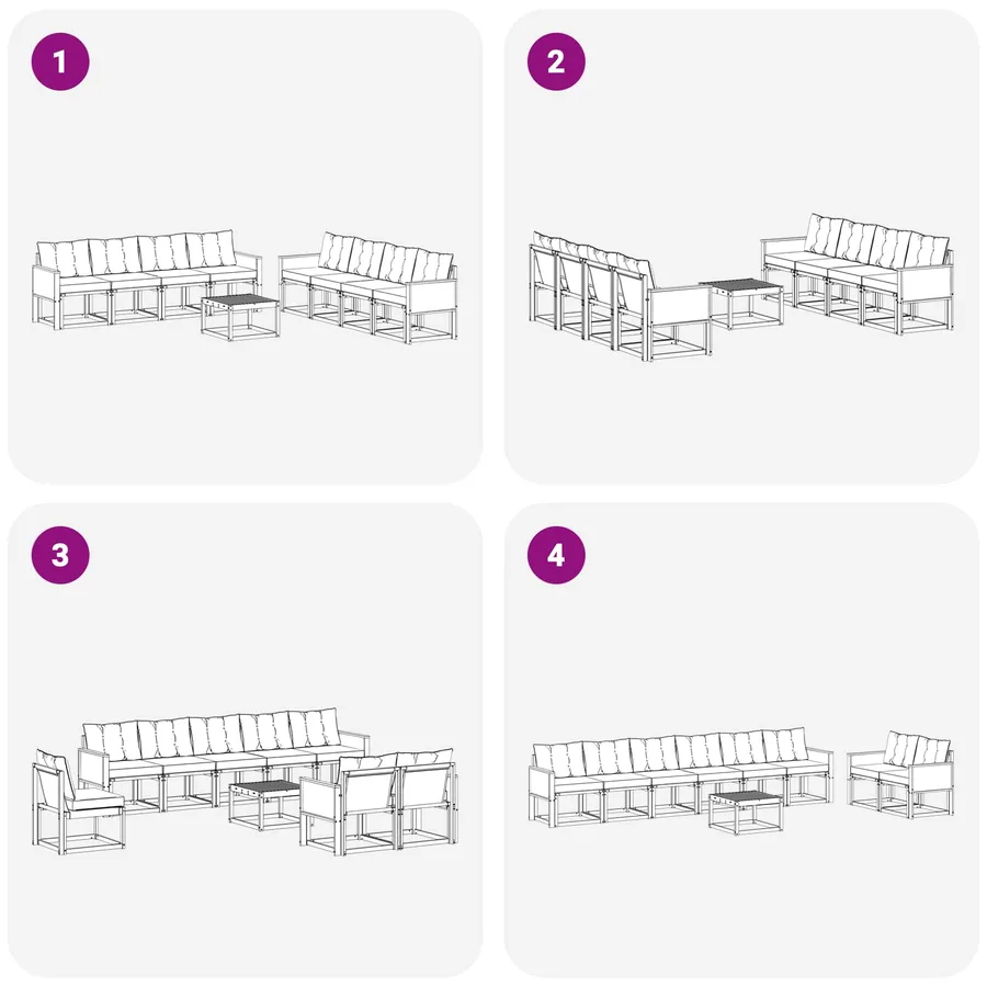 Ensemble de canapés d'extérieur 9 pcs Naturel et gris clair - 7