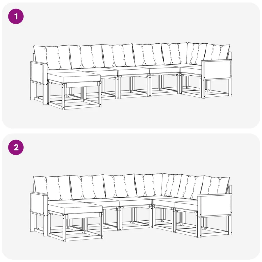 Ensemble de canapés d'extérieur 7 pcs Naturel et Crème - 8