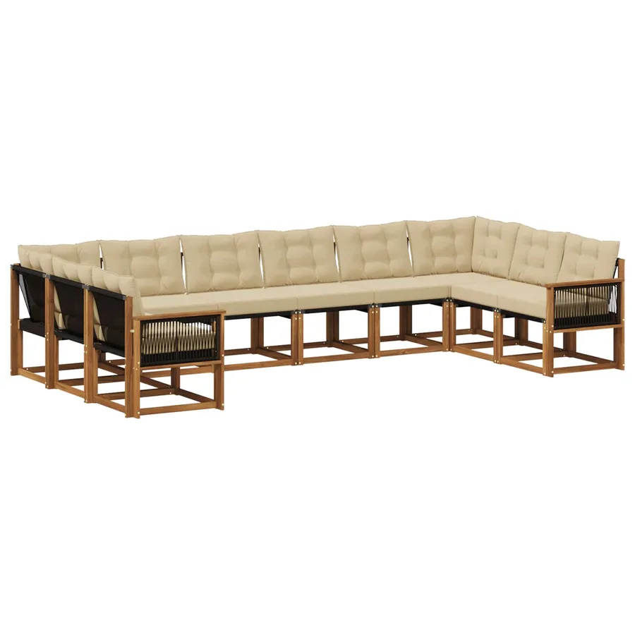 Ensemble de canapés d'extérieur 10 pcs Naturel et Beige - 2