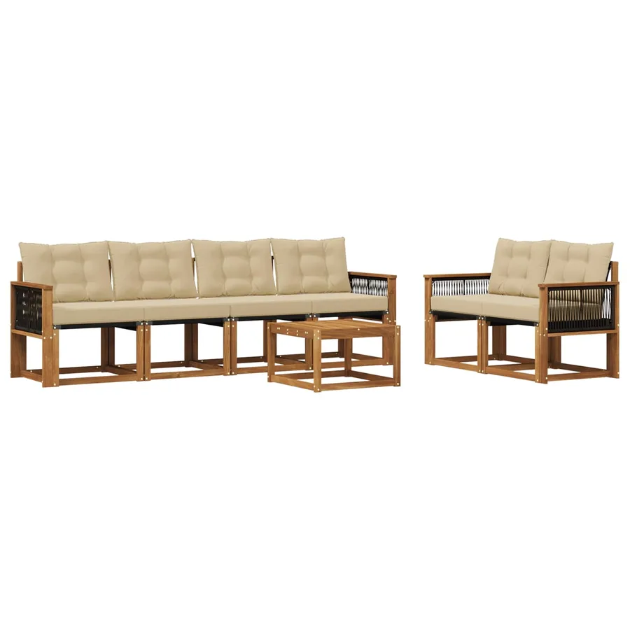 Ensemble de canapés d'extérieur 7 pcs Naturel et Beige - 2