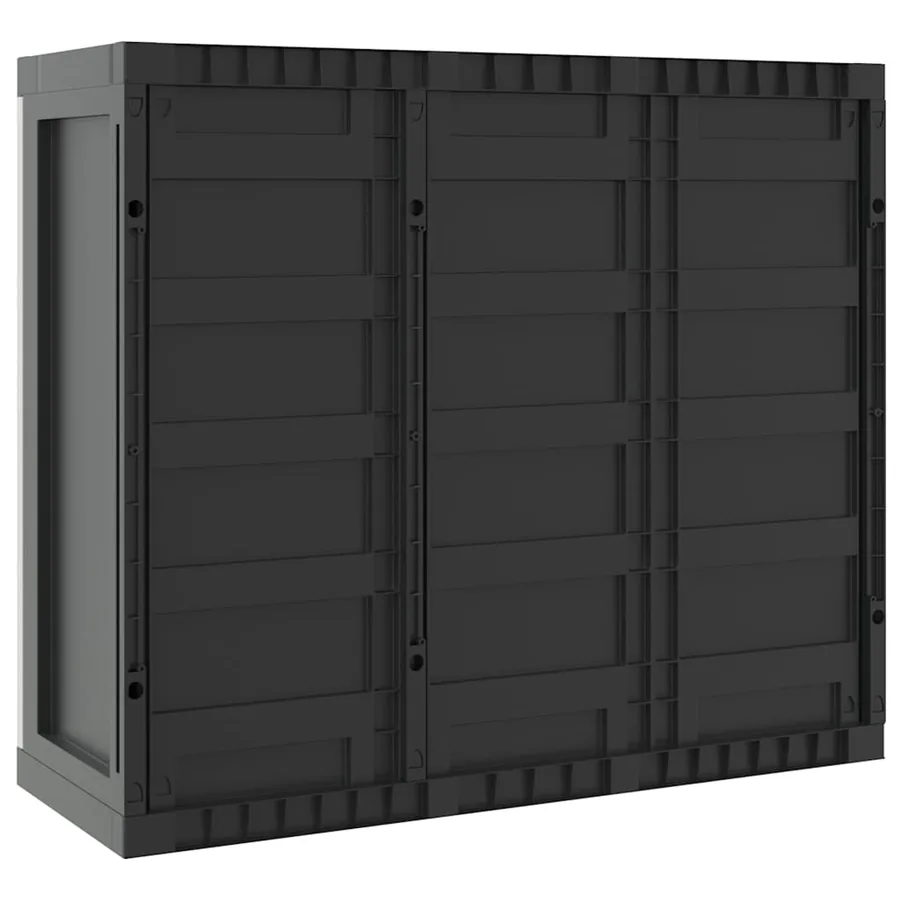 Armoire de rangement d'extérieur gris et noir 97x37x85 cm PP - 8