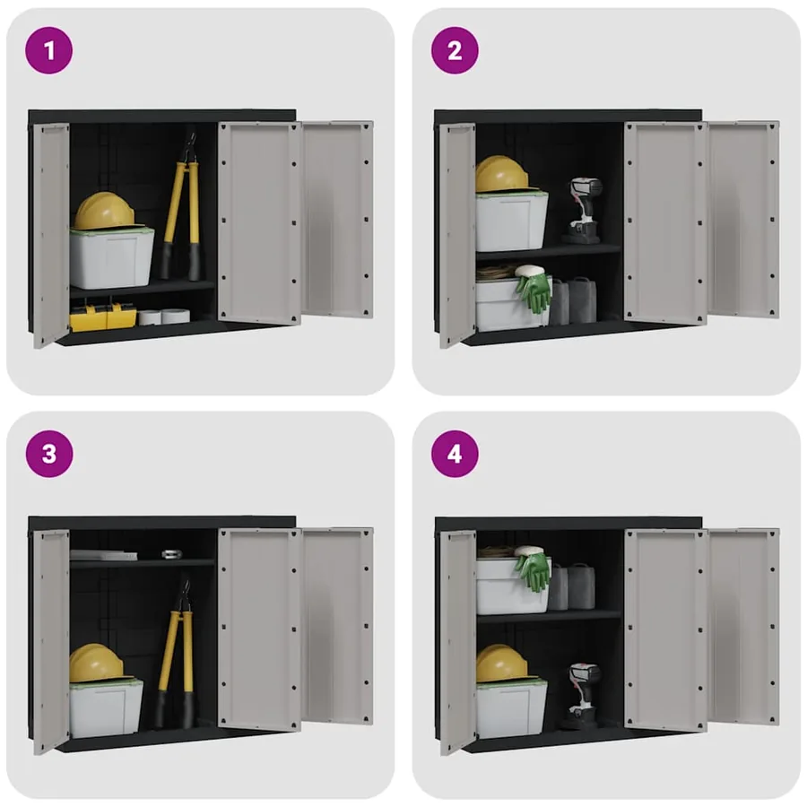 Armoire de rangement d'extérieur gris et noir 97x37x85 cm PP - 9