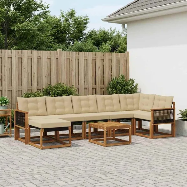 Ensemble de canapés d'extérieur 8 pcs Naturel et Beige