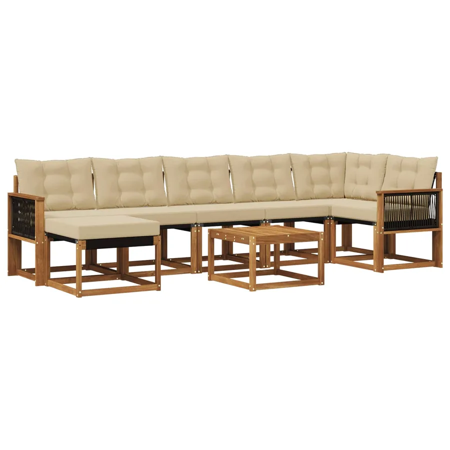 Ensemble de canapés d'extérieur 8 pcs Naturel et Beige - 2