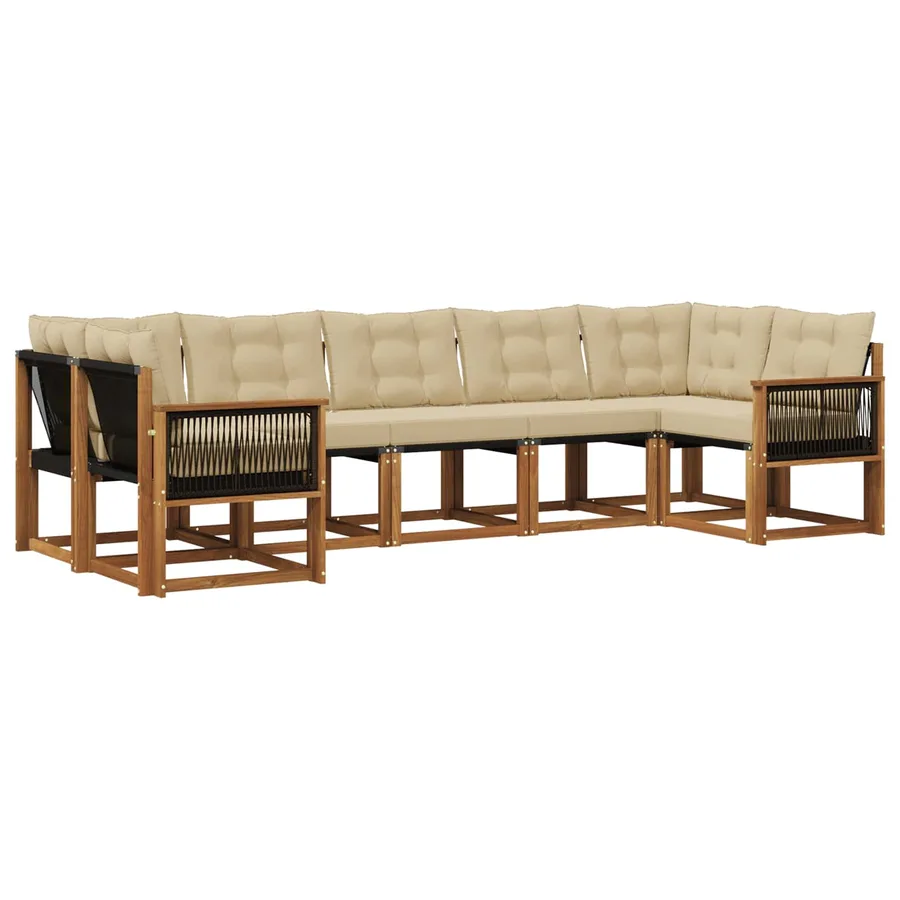 Ensemble de canapés d'extérieur 7 pcs Naturel et Beige - 2