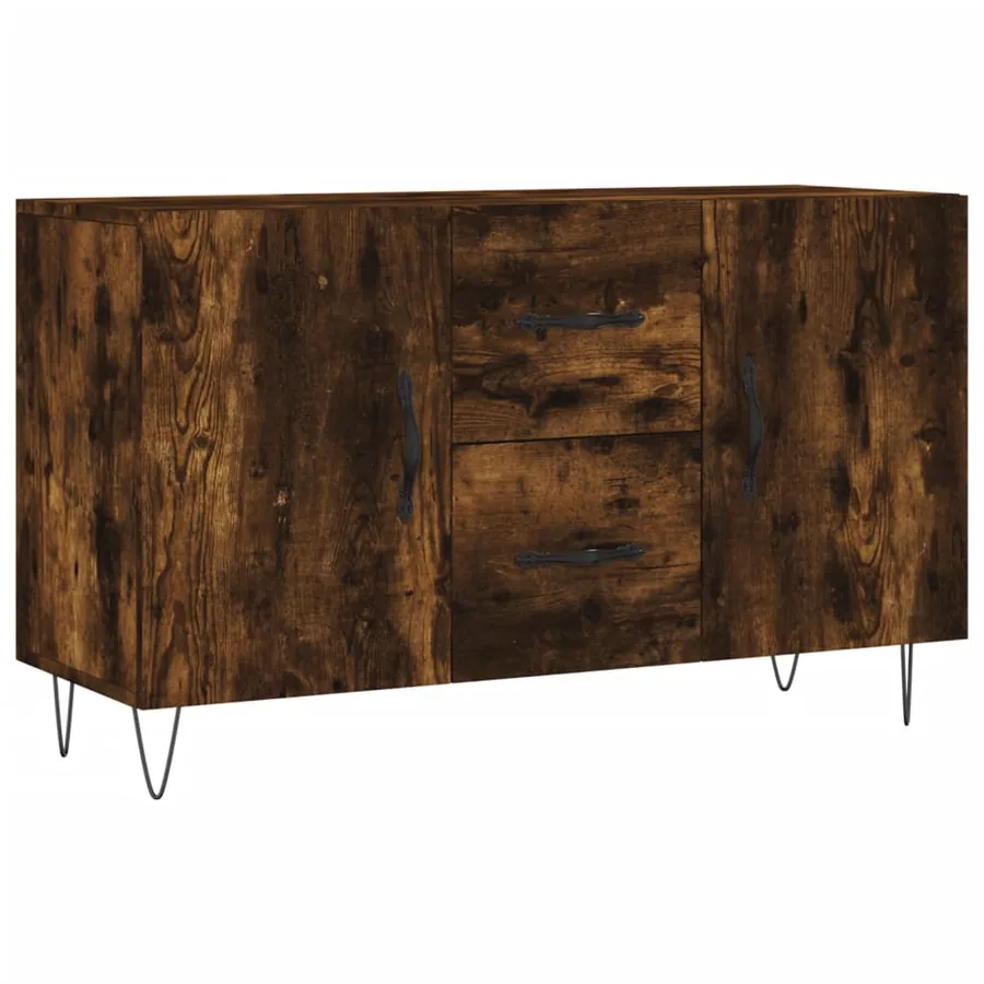 Buffet chêne fumé 100x36x60 cm bois d'ingénierie - 2