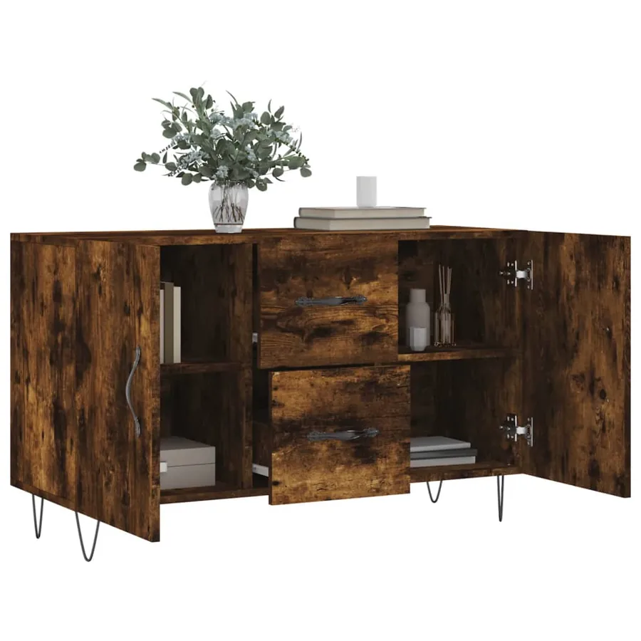Buffet chêne fumé 100x36x60 cm bois d'ingénierie - 4
